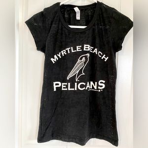 Myrtle Beach Pelican’s baseball women’s black fitted  sheer tshirt. VGUC. Medium